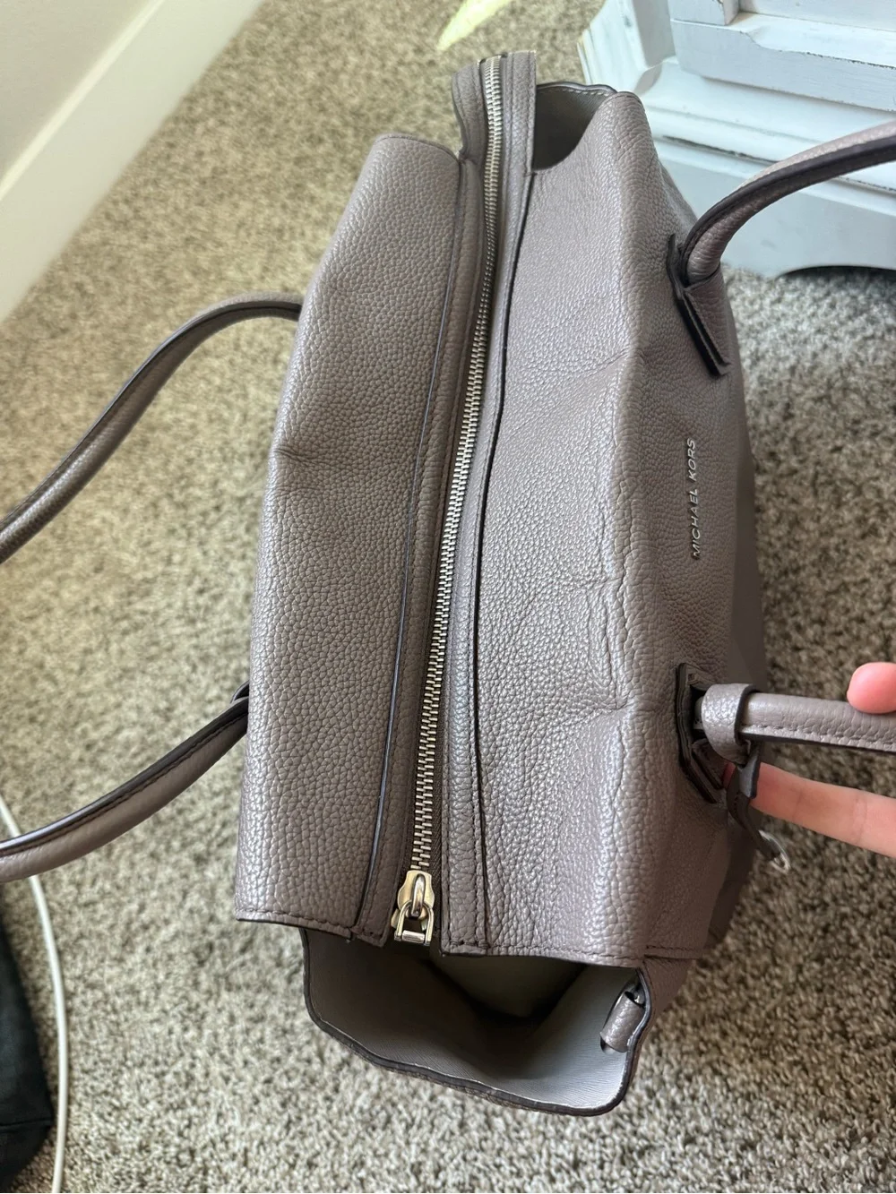 Michael Kors Gray Pebbled Leather Top-Handle Tote